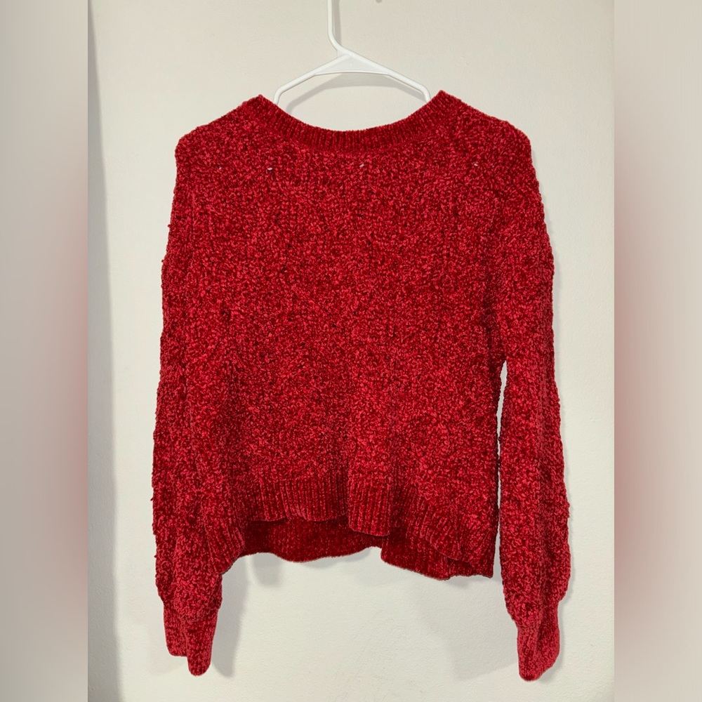 pink rose medium red sweater